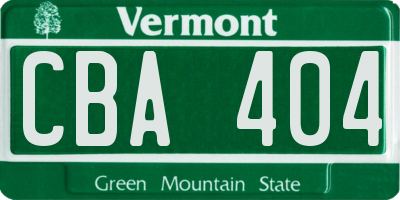 VT license plate CBA404
