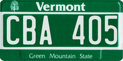 VT license plate CBA405