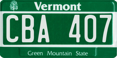VT license plate CBA407
