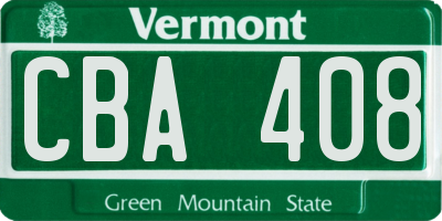 VT license plate CBA408