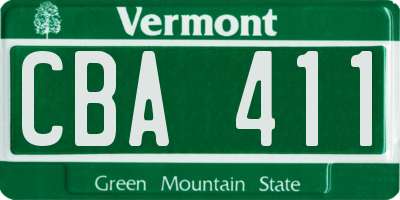 VT license plate CBA411