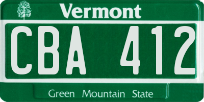 VT license plate CBA412