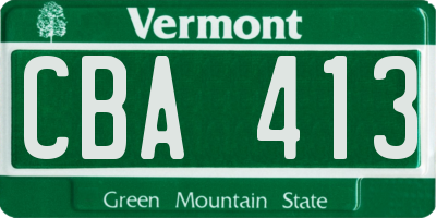 VT license plate CBA413