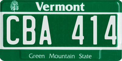 VT license plate CBA414