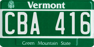 VT license plate CBA416