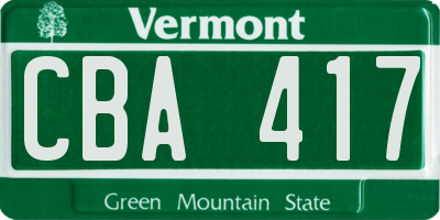 VT license plate CBA417