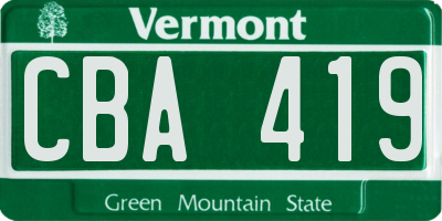 VT license plate CBA419