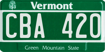 VT license plate CBA420