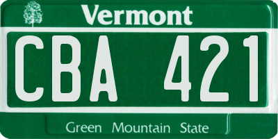 VT license plate CBA421