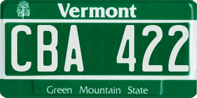 VT license plate CBA422