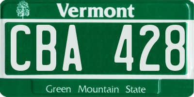 VT license plate CBA428