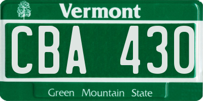 VT license plate CBA430