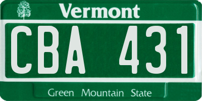 VT license plate CBA431