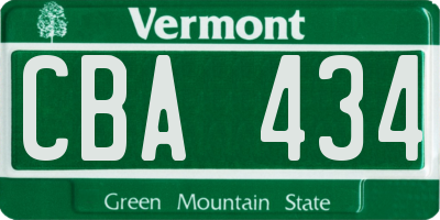 VT license plate CBA434