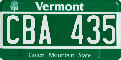 VT license plate CBA435