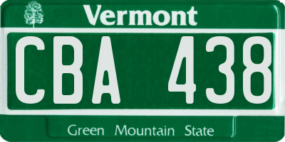 VT license plate CBA438