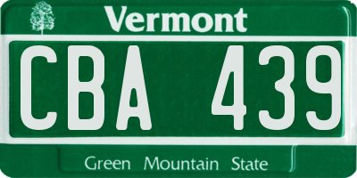 VT license plate CBA439