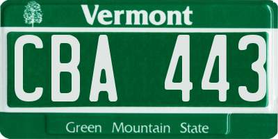 VT license plate CBA443