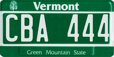VT license plate CBA444