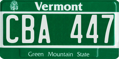 VT license plate CBA447