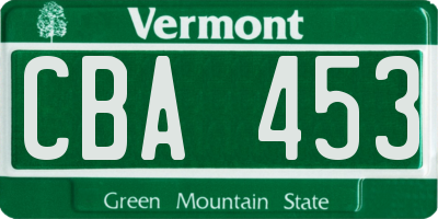 VT license plate CBA453
