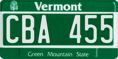 VT license plate CBA455