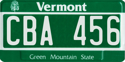VT license plate CBA456