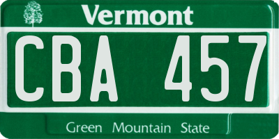 VT license plate CBA457