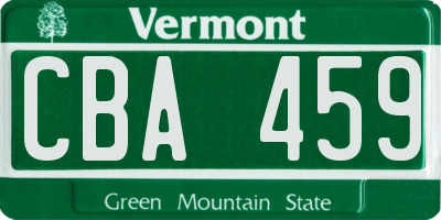 VT license plate CBA459