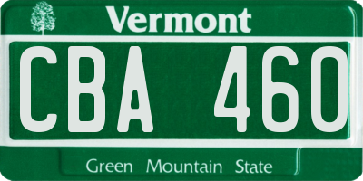VT license plate CBA460