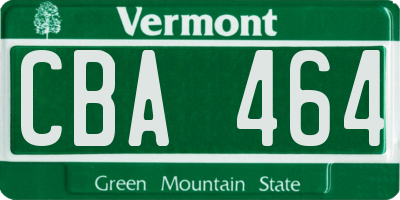 VT license plate CBA464