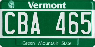 VT license plate CBA465