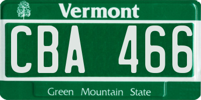 VT license plate CBA466