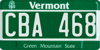 VT license plate CBA468