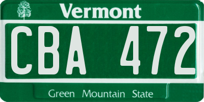 VT license plate CBA472