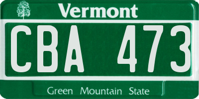 VT license plate CBA473