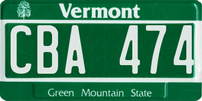 VT license plate CBA474