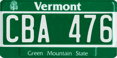 VT license plate CBA476