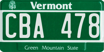 VT license plate CBA478