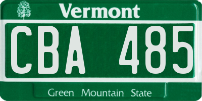 VT license plate CBA485