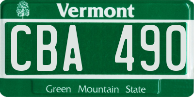 VT license plate CBA490