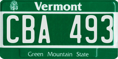 VT license plate CBA493