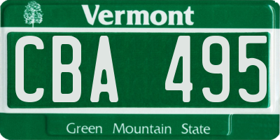 VT license plate CBA495