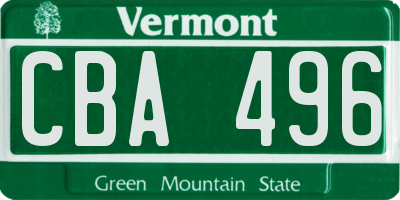 VT license plate CBA496