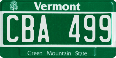 VT license plate CBA499