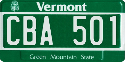 VT license plate CBA501