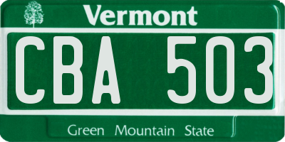 VT license plate CBA503