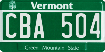 VT license plate CBA504