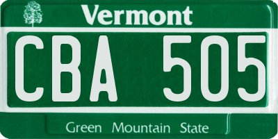VT license plate CBA505