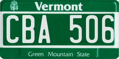 VT license plate CBA506